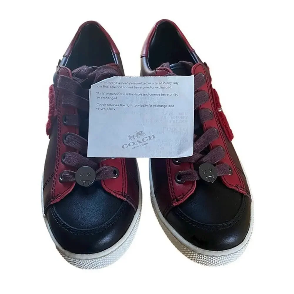 Coach CitySole Patchwork Red Star Patch Black Leather Sneaker Women's 5B Low Top